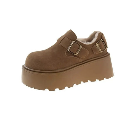 Women's Thick Bottomed Slip-On Flats Fleece Lined Cotton Shoes Spring Autumn Casual Comfortable Flat Heel Warmth Enhancing