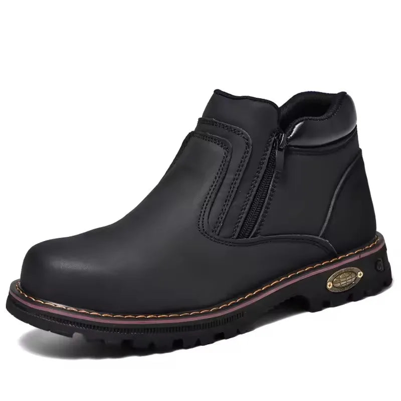 Anti Puncture Anti Smashing Work Boots Safety Steel Toe Shoes Men Waterproof Leather Boots Protective Shoes Safety Men Boots