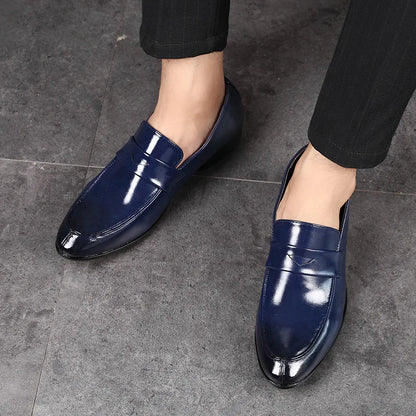 Men's Shoes Loafers Dress Man British Casual Single Leather Small Square Toe Mens Genuine Shoe Formal Black Elegant Good Quality