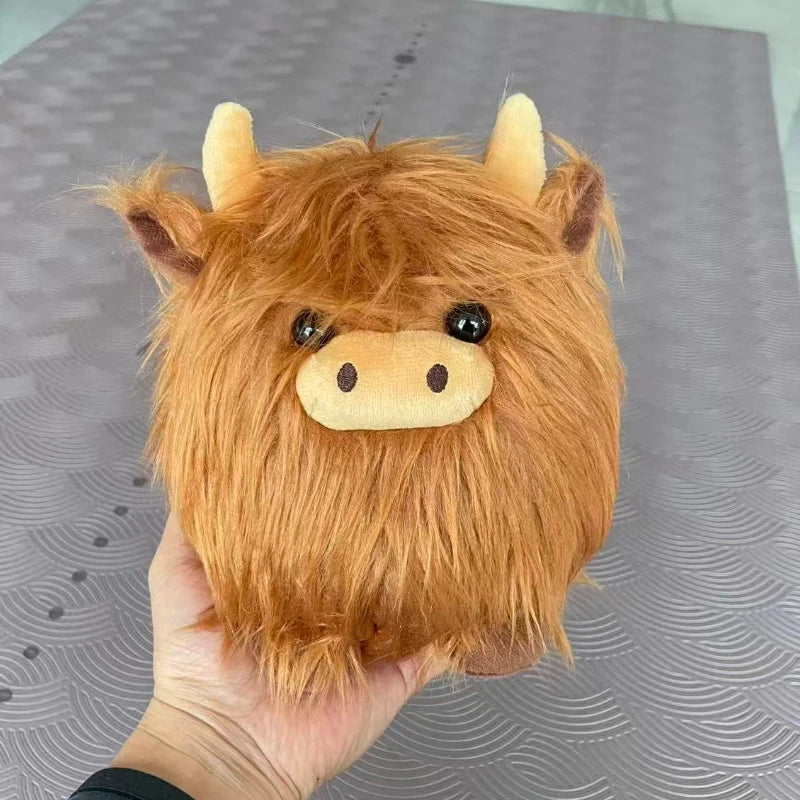 Kawaii Lying Highland Cow Plush Toy Soft Stuffed Animals Doll Highland Cow Puppet Cute Plushie Kawaii Xmas Gifts Home Decor
