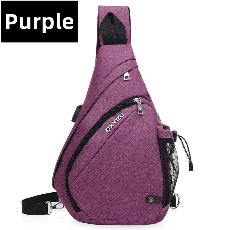 New Men One Shoulder Backpack Women Sling Bag Crossbody USB Boys Cycling Sports Travel Versatile Fashion Bag Student School 2023