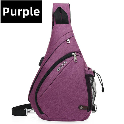 New Men One Shoulder Backpack Women Sling Bag Crossbody USB Boys Cycling Sports Travel Versatile Fashion Bag Student School 2023