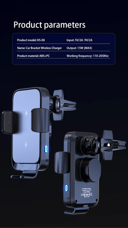 Wireless Car Charger Stand Automatic Fast Charging Station For iPhone 15 14 13 12 Samsung Z Flip Fold Xiaomi Phone Holder Mount