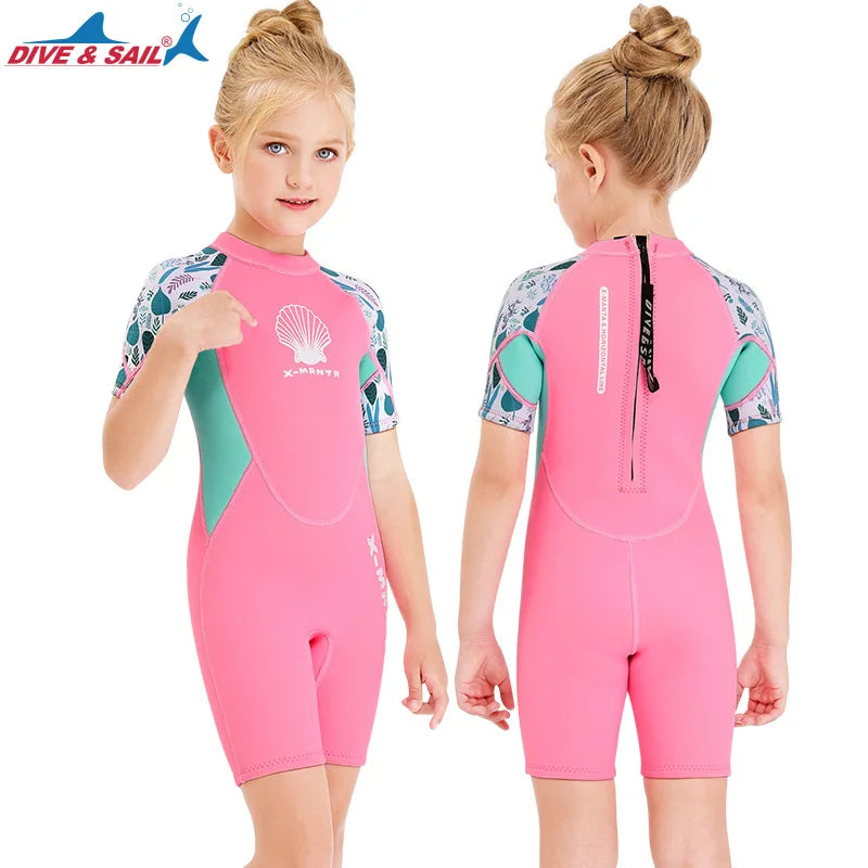 New Jellyfish Neoprene Children Diving Suit Swimwear Girls Short Surfing Swimsuit Wet Suit for Girl Bathing Suit Wetsuit