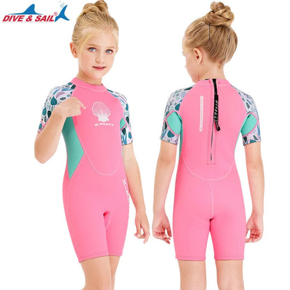 New Jellyfish Neoprene Children Diving Suit Swimwear Girls Short Surfing Swimsuit Wet Suit for Girl Bathing Suit Wetsuit