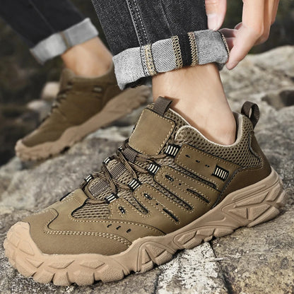 Retro Style Men's Outdoor Hiking Shoes Durable Waterproof Trekking Sneakers Non-Slip Sole Trainers Male Mountain Travel Footwear