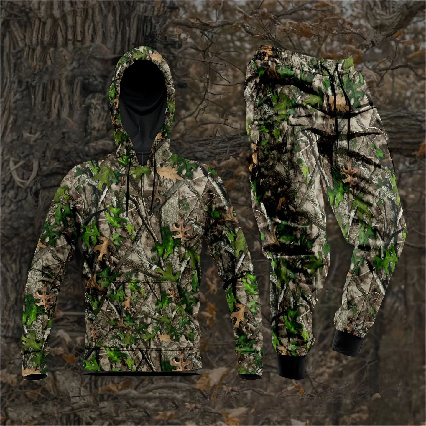 Forest Camouflage 3D Print Hoodies Pants Sets Men's Autumn Sweatshirts Sweatpants Two Piece Suits Outdoor Tracksuit Man Clothing