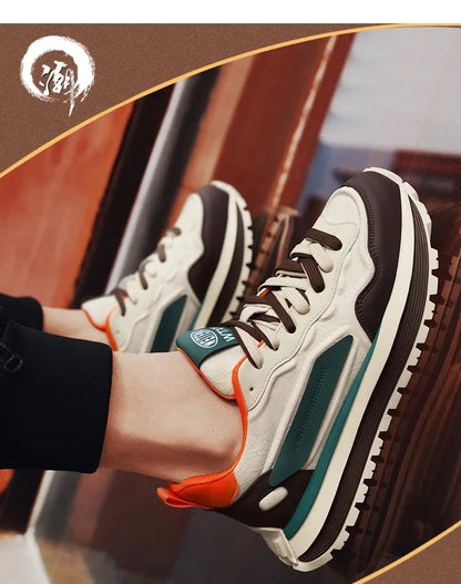 2025 New Spring Men's Breathable sneakers Casual Sports Shoes with Anti slip Soft Bottom White Shoes Men's Trendy Daday Shoes