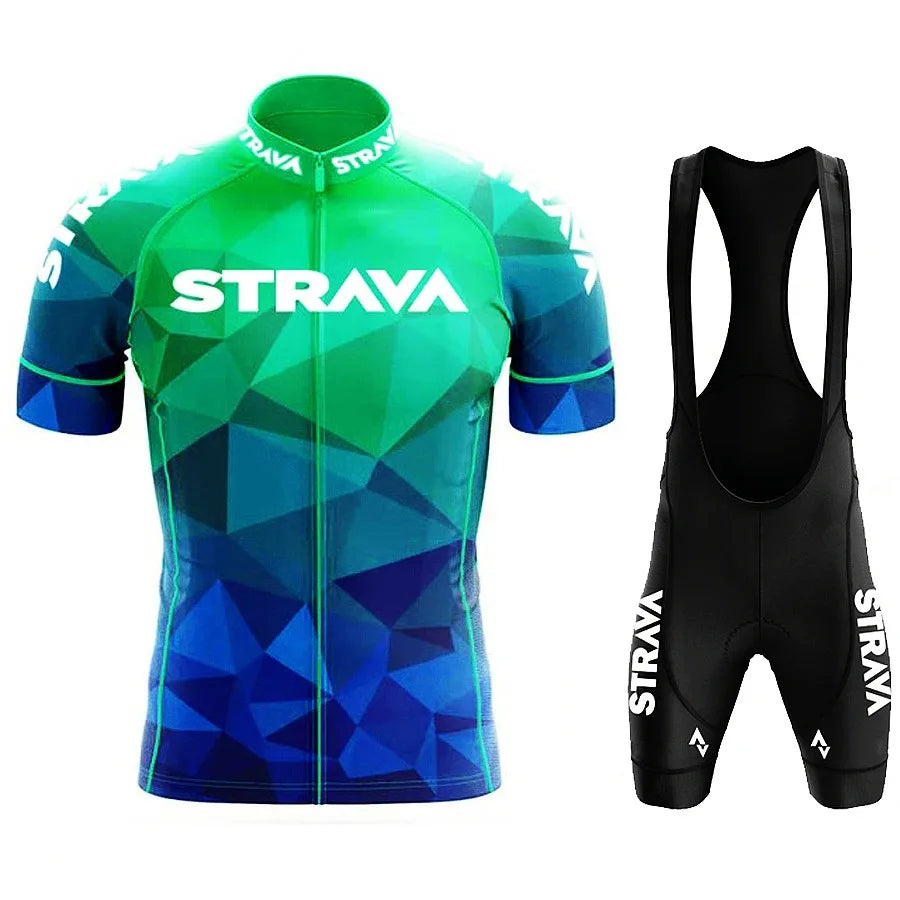 Strava Men's Cycling Outfit Bicycle Shorts Road Bike Sports Set Mountain Cycle Jersey Breathable Summer Clothing Pro Uniform