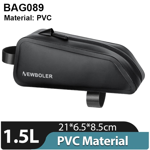 NEWBOLER Bike Bag 1.5L Portable Frame Front Tube Cycling Bag MTB Road Bicycle Pannier Bag Large Capacity EVA Cycling Bag