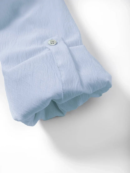 Men'sshirt Classic Casual Stand-up Collar Long-sleeved V-neck Shirt Sleeve Split-sleeved Light Breathable Beach Vacation T-shirt