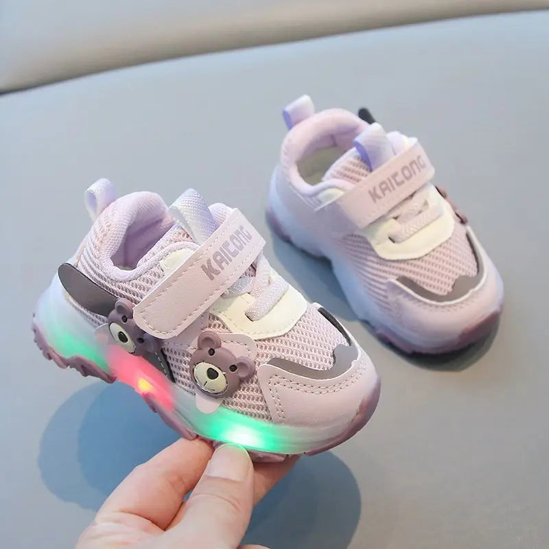 Kid Sports Shoes 2025spring New0-3y Soft Sole Baby Shoe Kid Walking Shoe Breathable Boy Shoes Anti Slip  Illuminated Gril Shoes