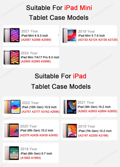 For iPad 9.7 5th 6th Case iPad Air 11 2 3 4 5 10.9 Stand Cover for iPad 10.2 7th 8th 9th 10th 11th 12th Generation Pro 11 Case