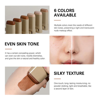 Bronze Foundation Stick Serum Boosted Skin Tint Silky Texture Moisturizing Coverage Concealer Base Even Skin Tone Makeup
