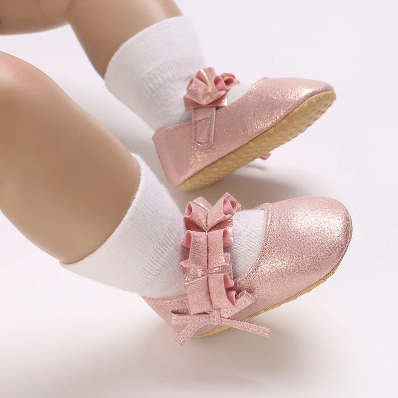 Cute Girl 0-18M Baby Shoes Pink Theme Bow Princess Shoes Spring and Autumn Soft Sole Lightweight Garden Shoes Casual Shoes