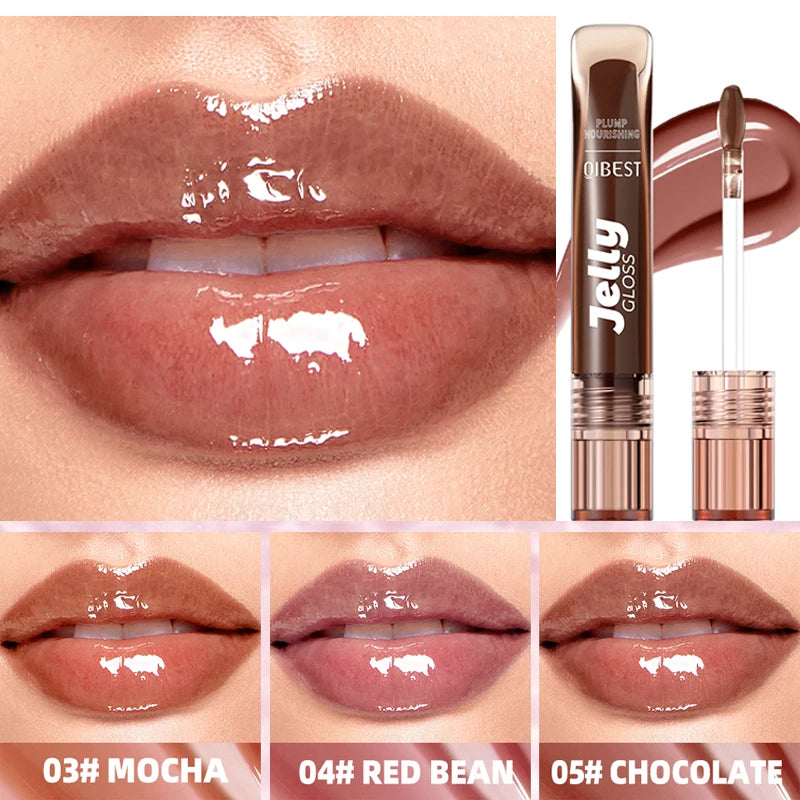 Mirror Water Light Jelly Lip Gloss Shiny Mirror Moisturizer Sexy Red Rose Liquid Lipstick Glitter Lip Oil Glass Lip Stain Makeup