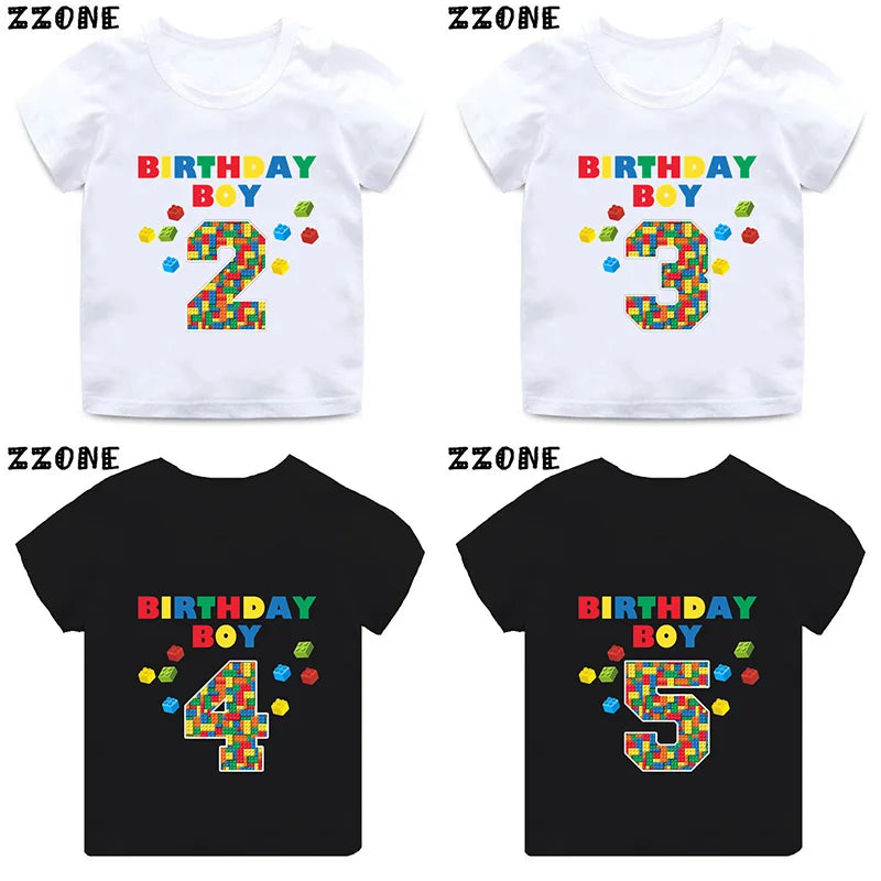 Master Builder Blocks Building Print Funny Boys Clothes 1 2 3 4 5 6 7 8 9 Years Happy Birthday Kids T shirt Baby Girls T-Shirts