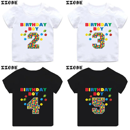 Master Builder Blocks Building Print Funny Boys Clothes 1 2 3 4 5 6 7 8 9 Years Happy Birthday Kids T shirt Baby Girls T-Shirts