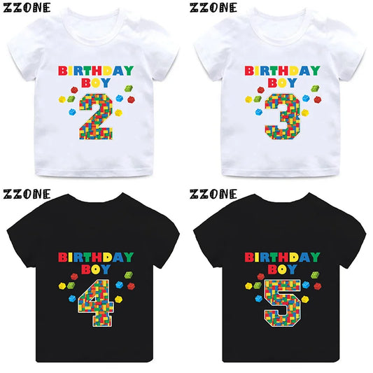Master Builder Blocks Building Print Funny Boys Clothes 1 2 3 4 5 6 7 8 9 Years Happy Birthday Kids T shirt Baby Girls T-Shirts
