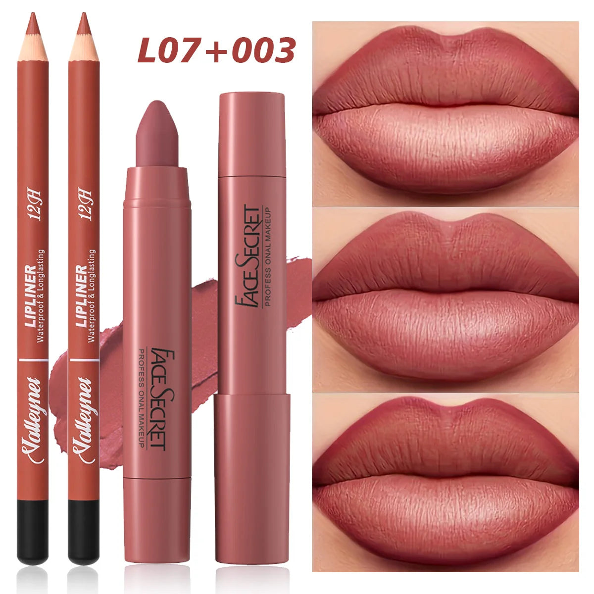 2Pcs/Set Lip Liner + Lipstick Pencil, Matte Velvet Lipstick - Long lasting Lip Combo Set Makeup tutorial Cosmetics