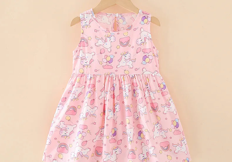 Girls Casual Dresses Flower Printing Sleeveless Casual Dress Toddler Clothes Flower Girl Dresses 2 To 8 Years