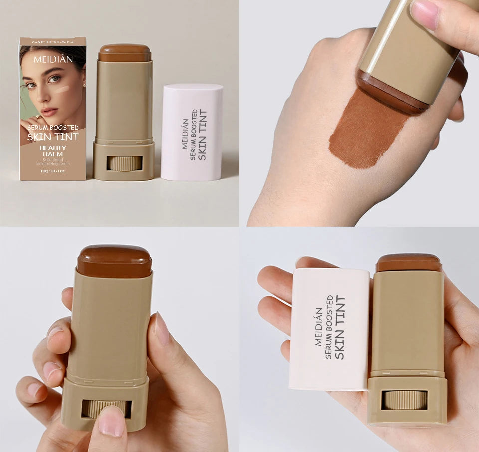 Bronze Foundation Stick Serum Boosted Skin Tint Silky Texture Moisturizing Coverage Concealer Base Even Skin Tone Makeup