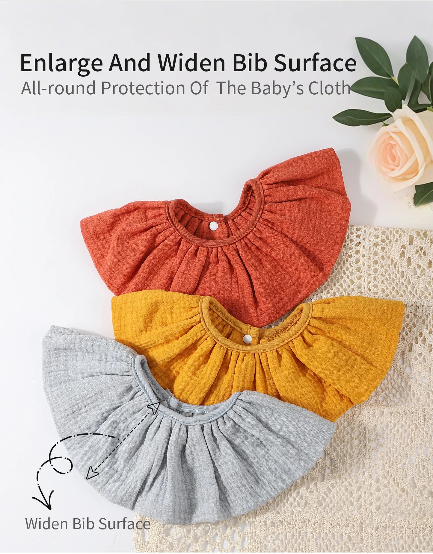 INSULAR 4 Layer Gauze Baby Bibs 100% Cotton Floral Burp Cloths Newborn Skin-friendly Absorbent Infant Towel Breathable 0-1Y