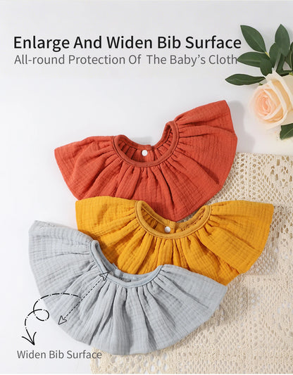 INSULAR 4 Layer Gauze Baby Bibs 100% Cotton Floral Burp Cloths Newborn Skin-friendly Absorbent Infant Towel Breathable 0-1Y