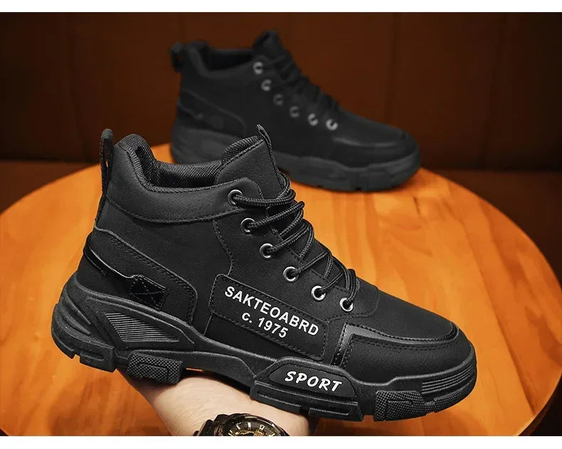 Shoes Man High Top Boots Comfort Botas Outdoor Fashion Desert Shoes Men's Platform Work Boot Wear-resistant Hiking Boot