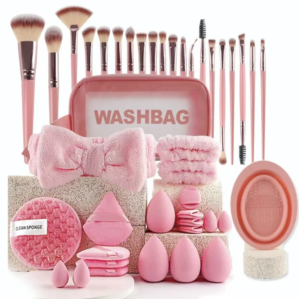 20/40Pcs Makeup Tools Kit Makeup Brushes & Headband Wristband Cleaning Tool Professional Eye Shadows Blush
