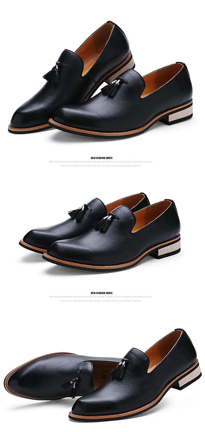 Luxury Men Leather Loafers Designer Tassels Brogue Shoes Male Wedding Shoes Fashion High Quality Men Casual Shoes Big Size 38-46