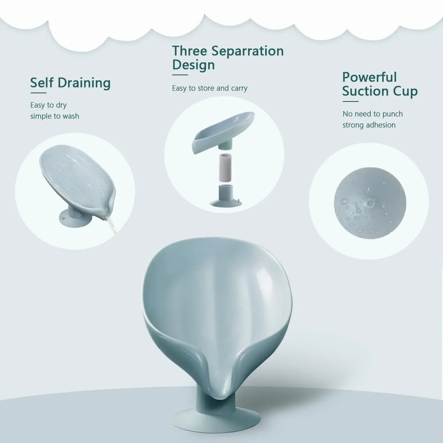 Drain Soap Holder Leaf Shape Soap Box Suction Cup Tray Drying Rack for Shower Sponge Container Kitchen Bathroom Accessories