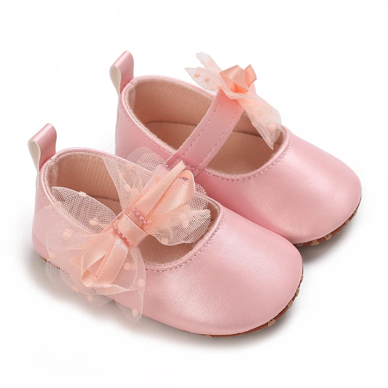 Cute Girl 0-18M Baby Shoes Pink Theme Bow Princess Shoes Spring and Autumn Soft Sole Lightweight Garden Shoes Casual Shoes