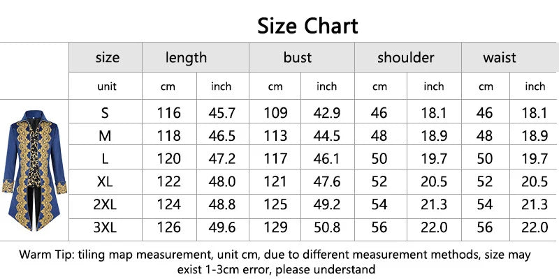 2025 New Blue Lace Tuxedo for Men, Euro- American Medieval Vintage Men's Tailcoat Jacket,medium Length Punk Performance Costume