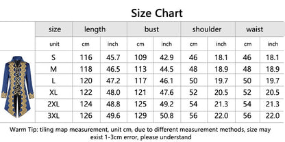 2025 New Blue Lace Tuxedo for Men, Euro- American Medieval Vintage Men's Tailcoat Jacket,medium Length Punk Performance Costume