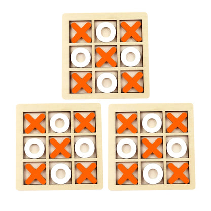 Montessori Chess Play Jigsaw Toy Game Wooden XO Tic Tac Toe Game Interaction Puzzles Training Brain Learning Early Education Toy