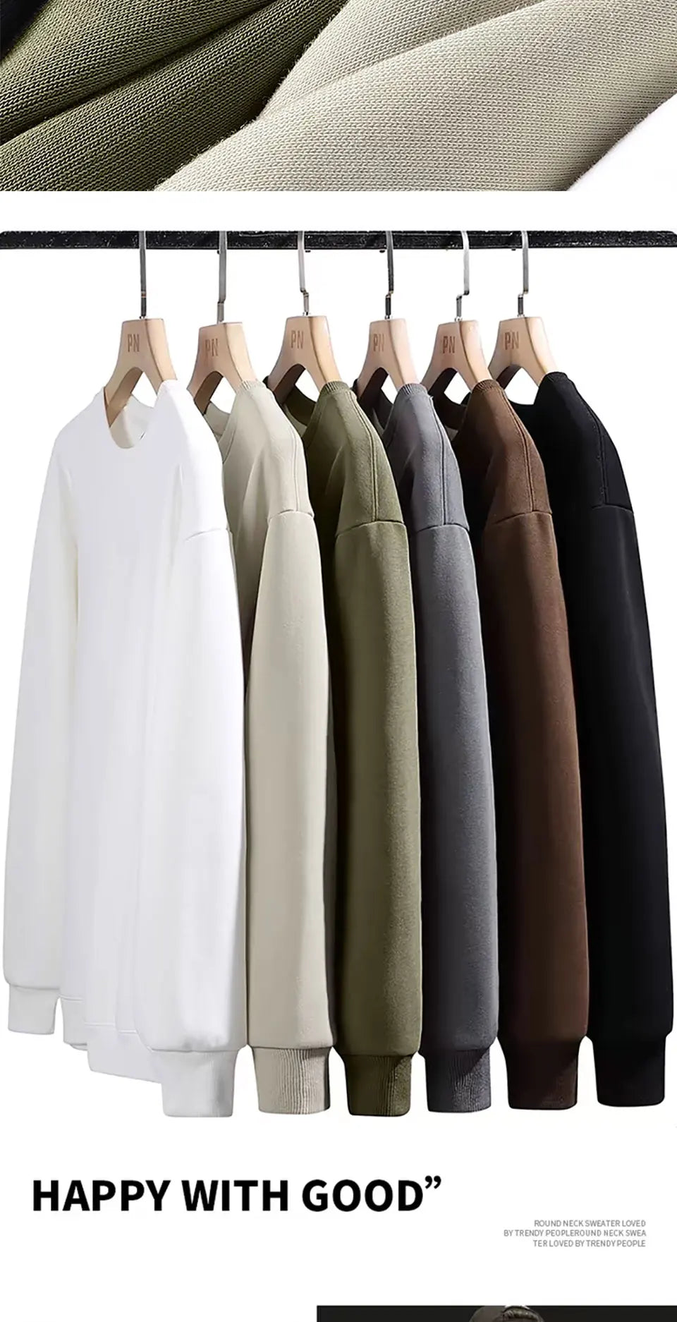 400g Heavy Weight Round Necked Sweatshirts Loose Solid Color  for Spring Autumn Men women's Casual Sports Top Pullover M-4XL