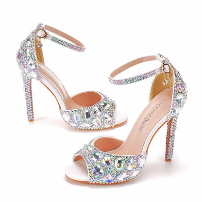 New 11cm Fish Mouth High Heel Sandals with Shallow Mouth and Large Heel Sandals Platform Strap