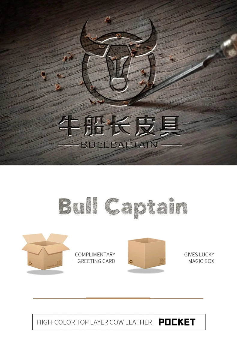 BULLCAPTAIN Men Long Wallet Clutch Bag Credit Card Holder Purses Carteras Billetera Hombre Leather Money Portfe Carte