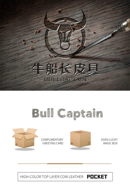 BULLCAPTAIN Men Long Wallet Clutch Bag Credit Card Holder Purses Carteras Billetera Hombre Leather Money Portfe Carte