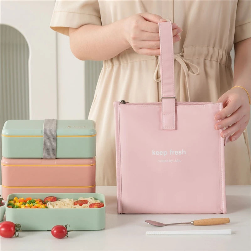 One-shoulder Bento Bag Student Lunch Box Bag Lunch Bag Office Worker Carrying Lunch Bag Thermal Insulation Bag