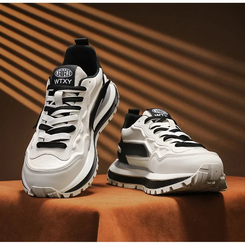 2025 New Spring Men's Breathable sneakers Casual Sports Shoes with Anti slip Soft Bottom White Shoes Men's Trendy Daday Shoes