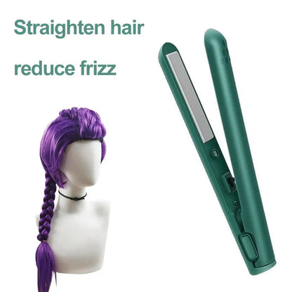 2-in-1 Mini Hair Straightener & Curler, Dual Purpose Curling Iron, Portable Curling Wand and Flat Iron Travel for All Hair Types
