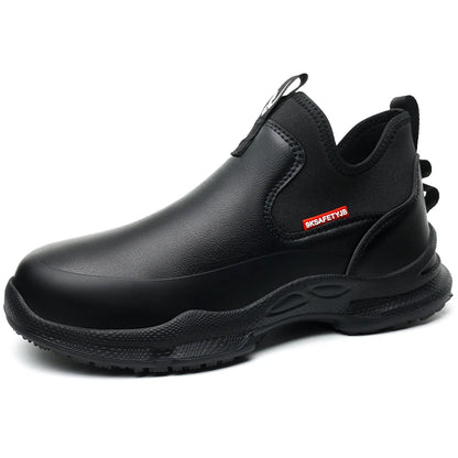 Fashionable men's leather shoes Waterproof and anti slip chef shoes Wear resistant men's casual shoes oil resistance Chef's boot