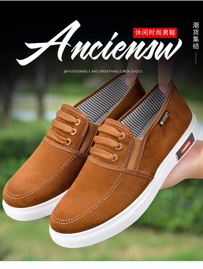 Men Shoes Breathable Canvas Shoes for Youth Student Slip on Walking Sneakers Driving Loafers House Moccasins Work Skate Flats