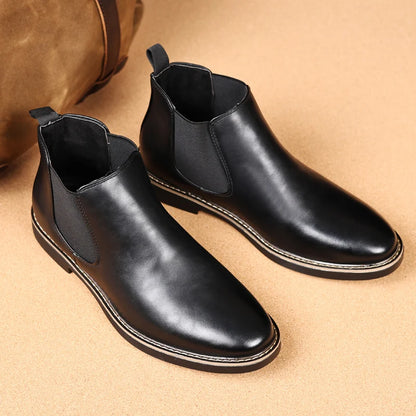 YRZL 39~47 Men Chelsea Boots Brand Retro Comfortable PU Leather Ankle Boots Men 2025 Fashion Black Brown Mens Boots
