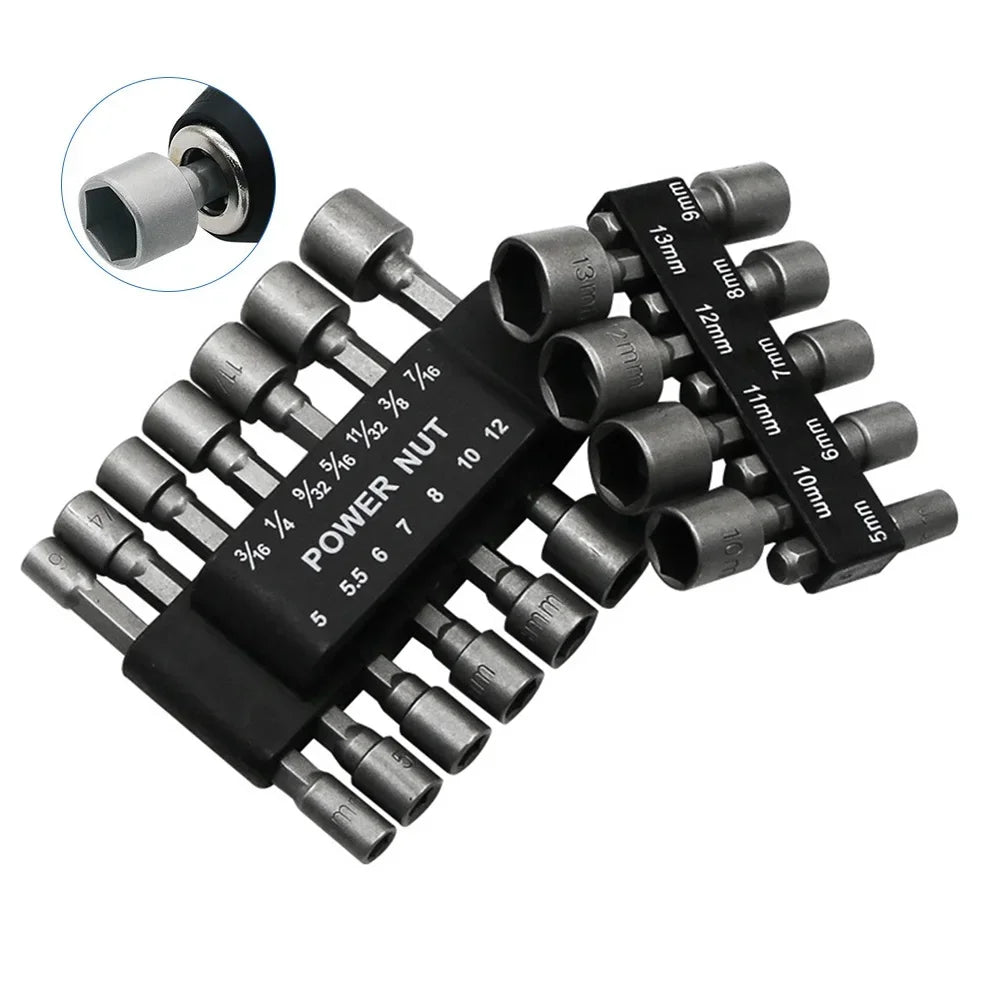 9/14/23pcs/set 5mm-13mm Hex SocketS Sleeve Nozzles Nut Driver Set Power Nuts Driver Socket Screwdriver Set Bits Sets Tools
