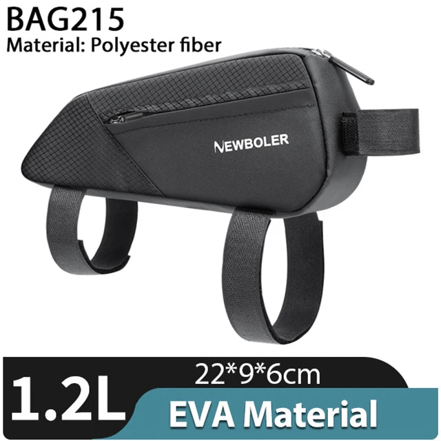 NEWBOLER Bike Bag 1.5L Portable Frame Front Tube Cycling Bag MTB Road Bicycle Pannier Bag Large Capacity EVA Cycling Bag