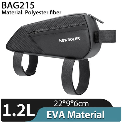 NEWBOLER Bike Bag 1.5L Portable Frame Front Tube Cycling Bag MTB Road Bicycle Pannier Bag Large Capacity EVA Cycling Bag