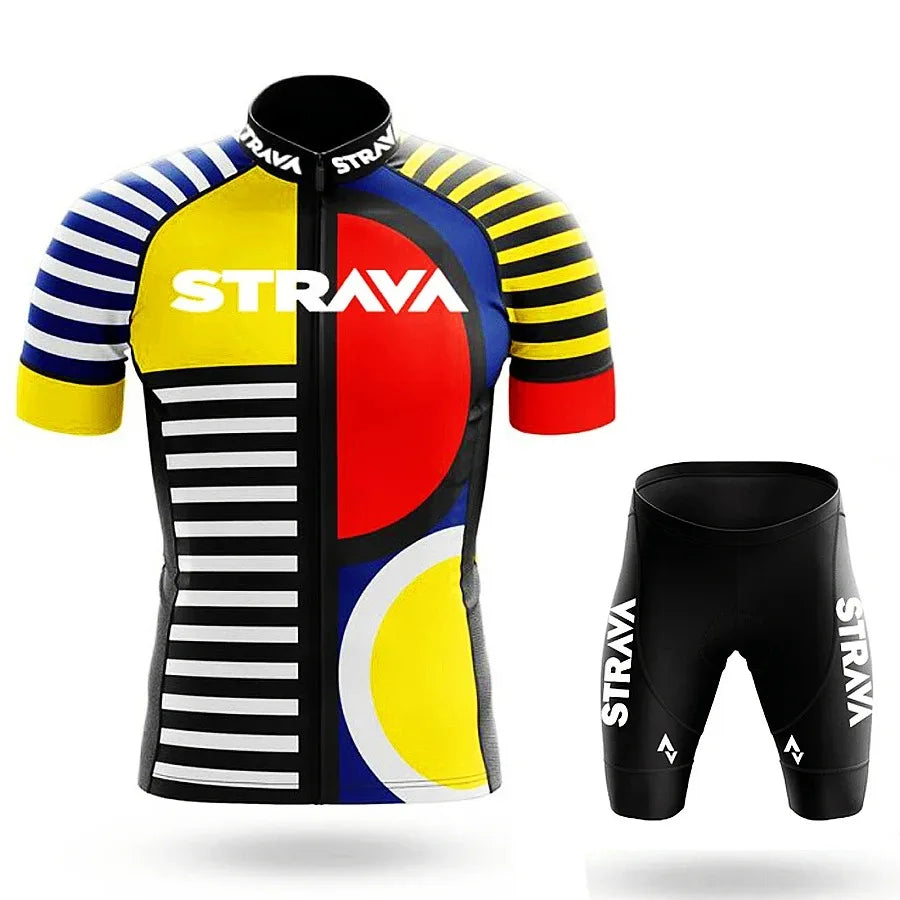Strava Men's Cycling Outfit Bicycle Shorts Road Bike Sports Set Mountain Cycle Jersey Breathable Summer Clothing Pro Uniform